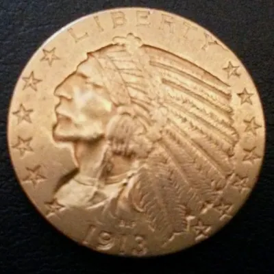 Avers d'une pièce de 5 dollars Indian Head, millésime 1913.